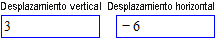 Cuadros de texto para ingresar valores de desplazamiento vertical y horizontal