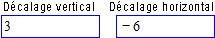 Zones de texte permettant de saisir des valeurs de décalage vertical et de décalage horizontal
