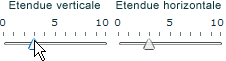 Curseurs permettant de régler l'étirement vertical et l'étirement horizontal