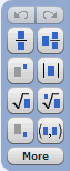 Math palette for PC or laptops showing icons used to insert templates of fractions, subscripts and superscripts, absolute values, square roots, and ordered pairs