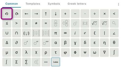 The Undo icon in the math palette.