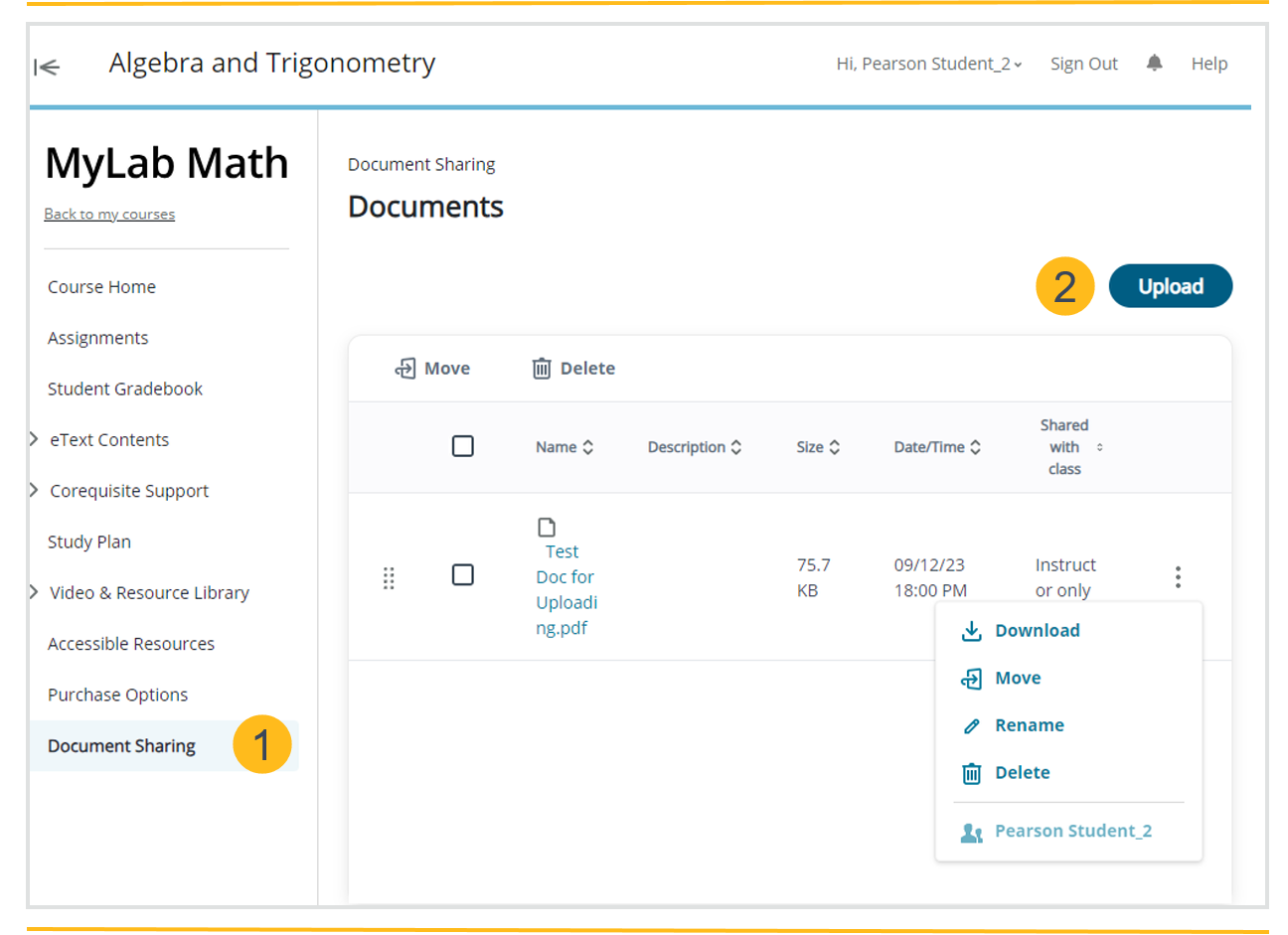 the document sharing page