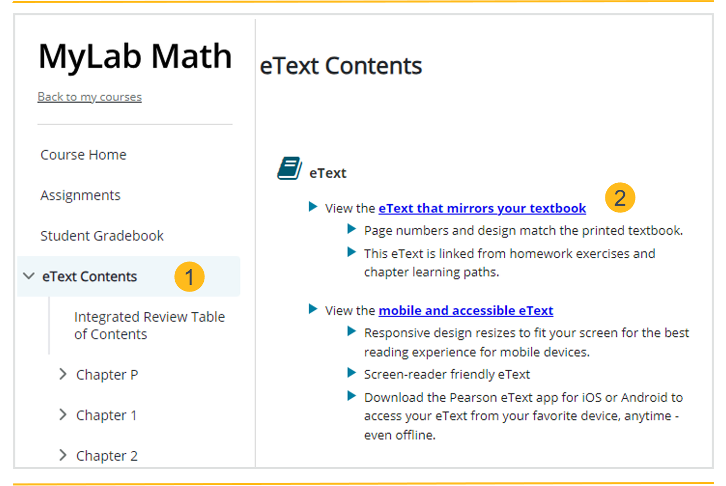 the eTextbooks page