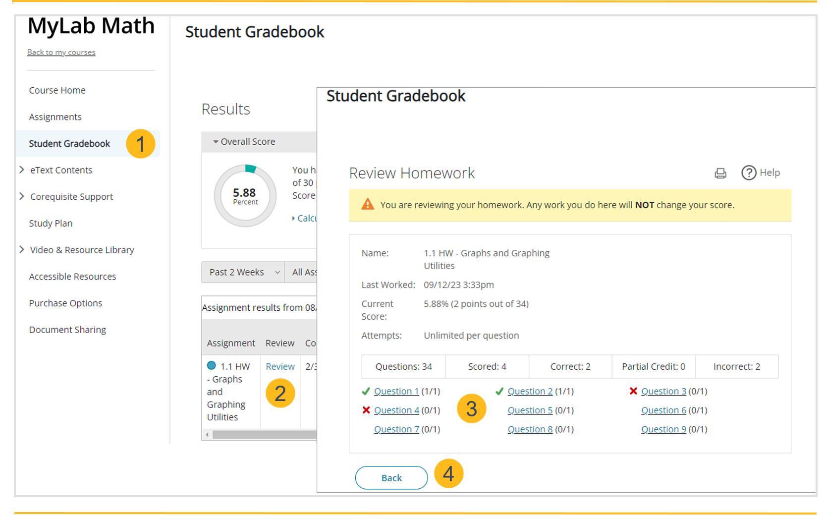 the review homework page